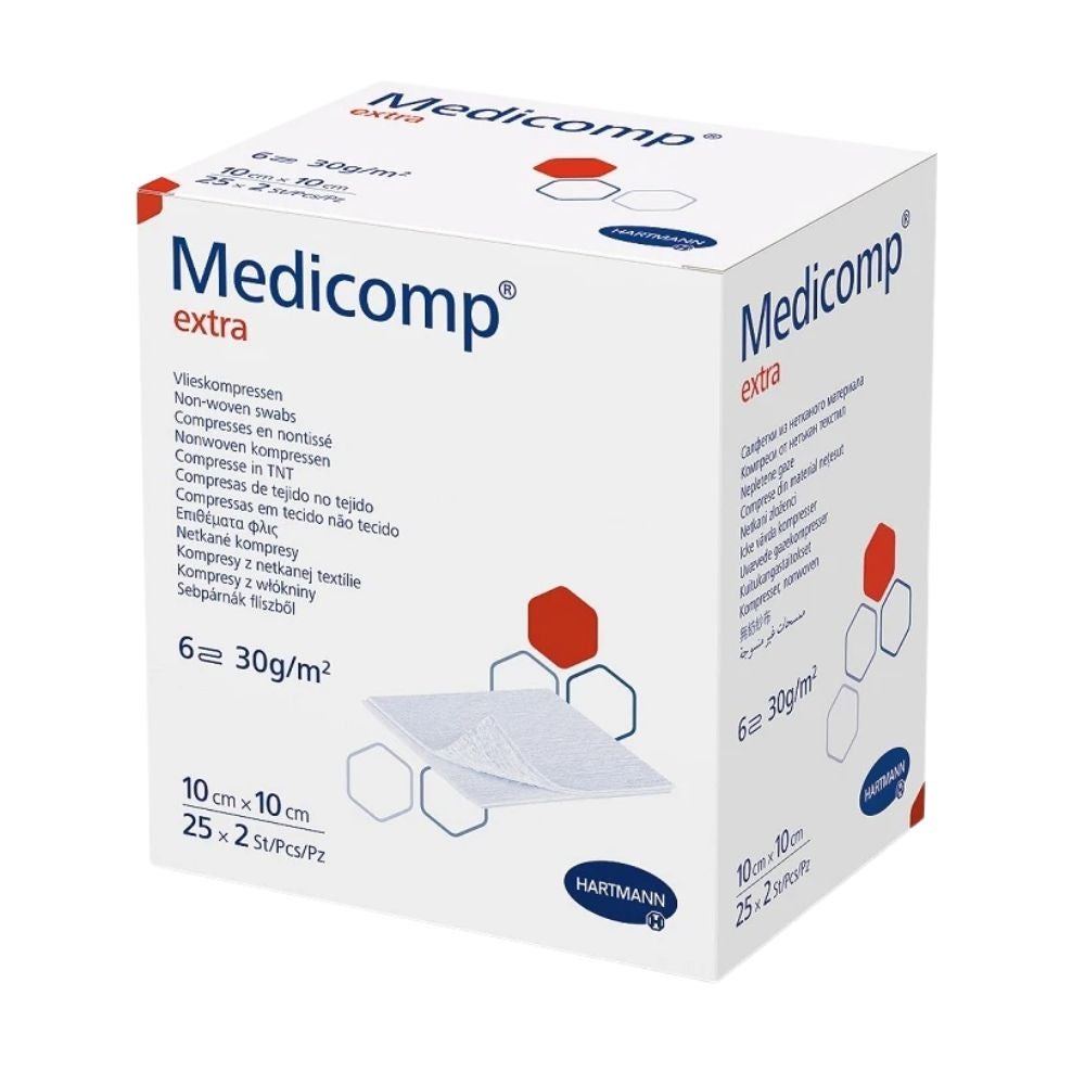 Hartmann Medicomp Extra Compresse in TNT 10 x 10 cm, 25 bustine da 2 garze