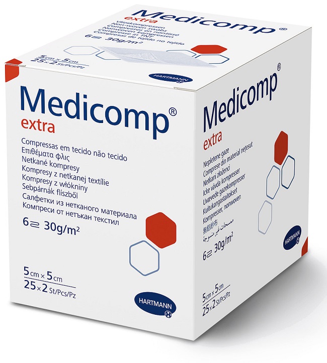 Hartmann Medicomp Extra Compresse in TNT 5 x 5 cm, 25 bustine da 2 garze