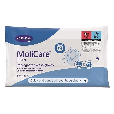 Hartmann Molicare Skin - Manopole umidificate per la pulizia delicata del corpo, 8 guanti — confronto prezzi