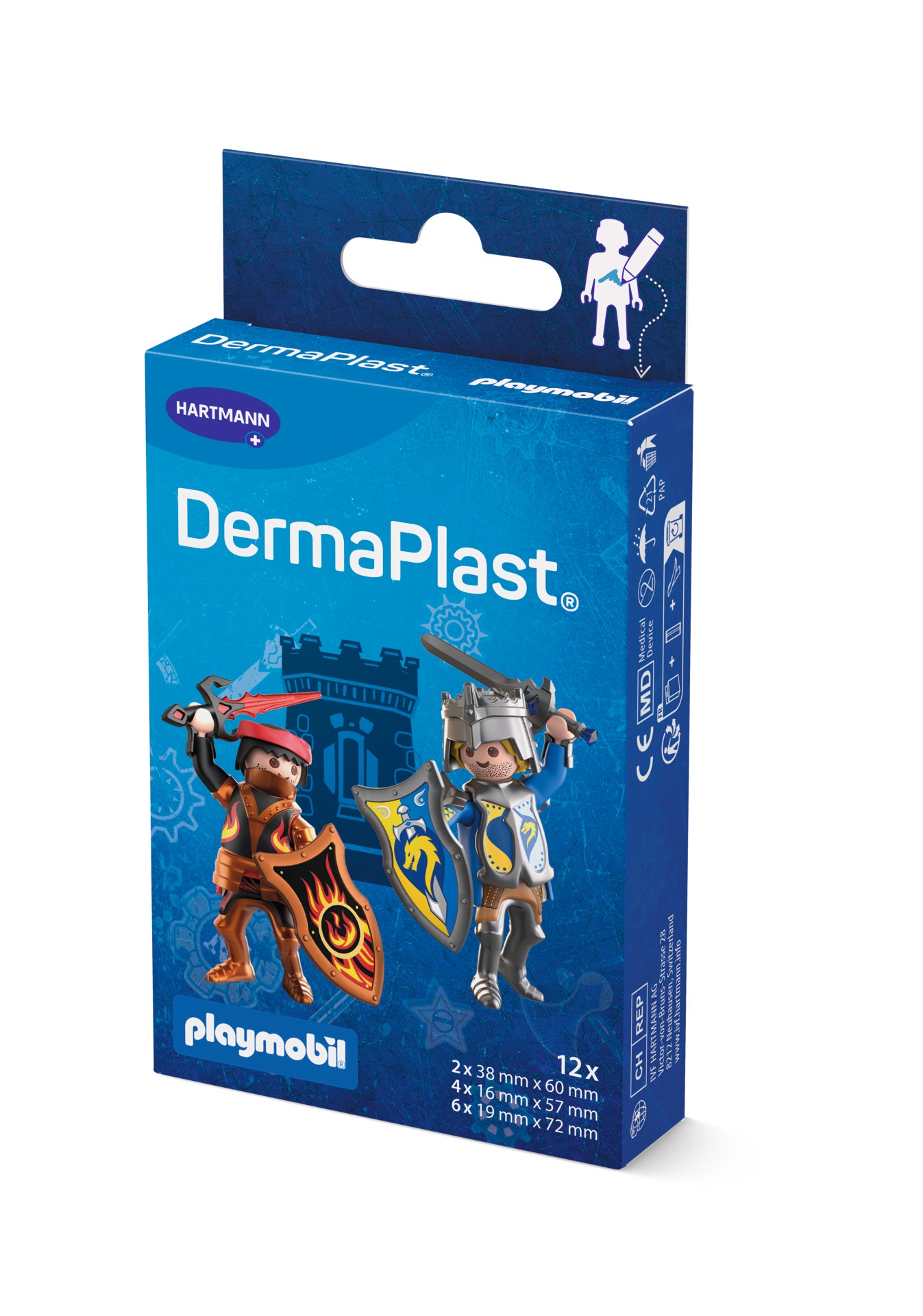 Hartmann DermaPlast Playmobil - Cerotti resistenti all'acqua per piccole ferite, 12 cerotti