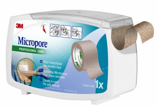 Micropore Cerotto In Carta Per Pelli Delicate Ipoallergenico Traspirante Dispenser Da 2,5 Cm X 5 M