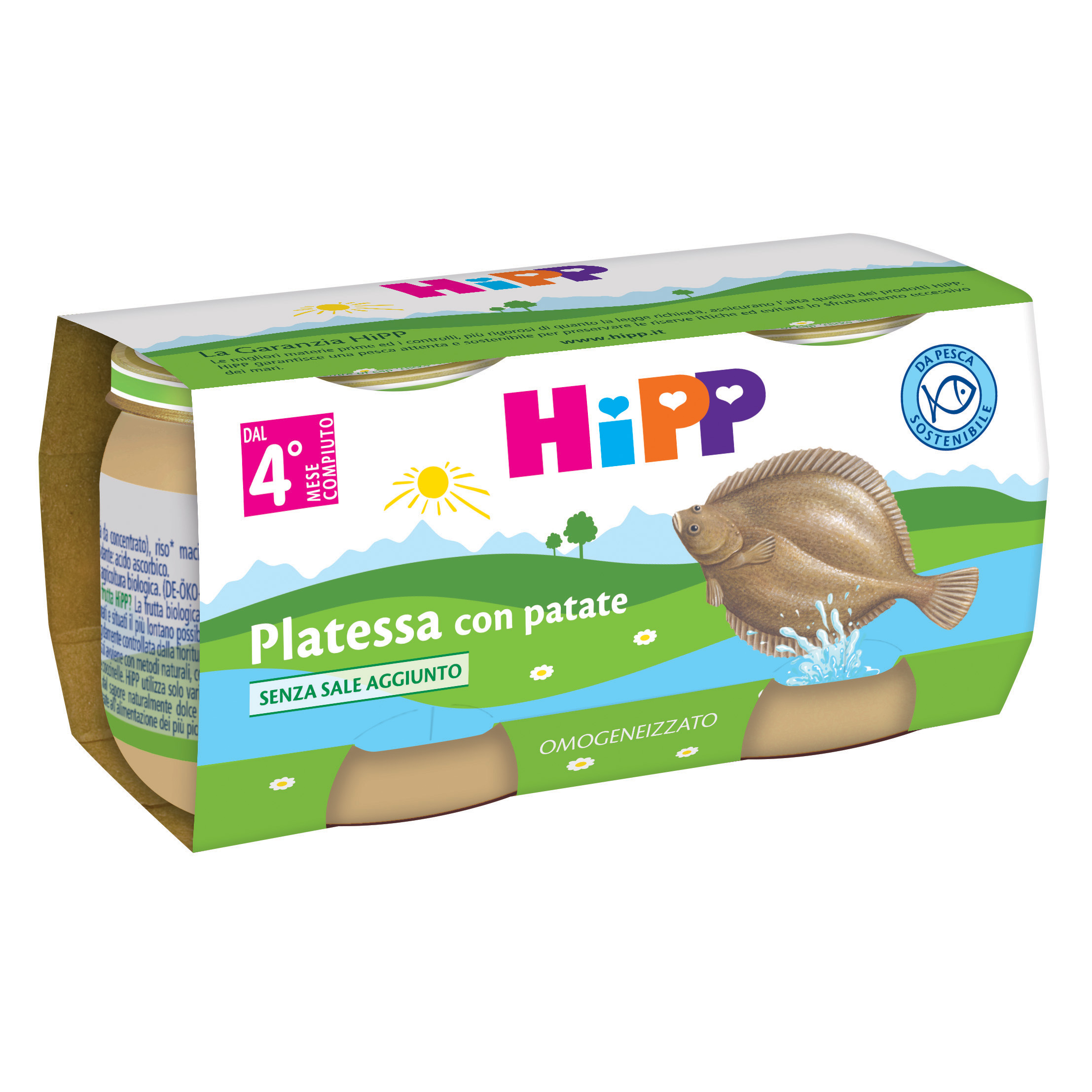 Hipp omogeneizzato platessa con patate 2x80 g