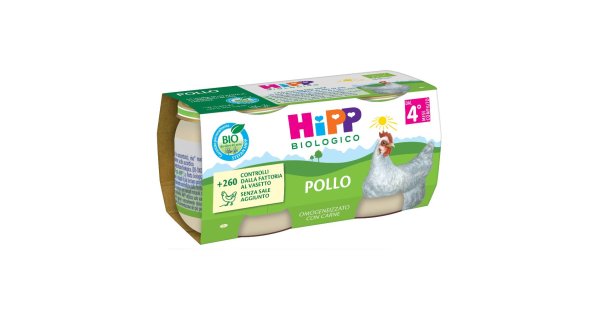 Hipp bio omogeneizzato pollo 2 pezzi da 80 g