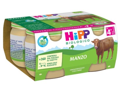 HiPP Biologico Omogeneizzato di Manzo dai 4+ Mesi, 4 x 80g