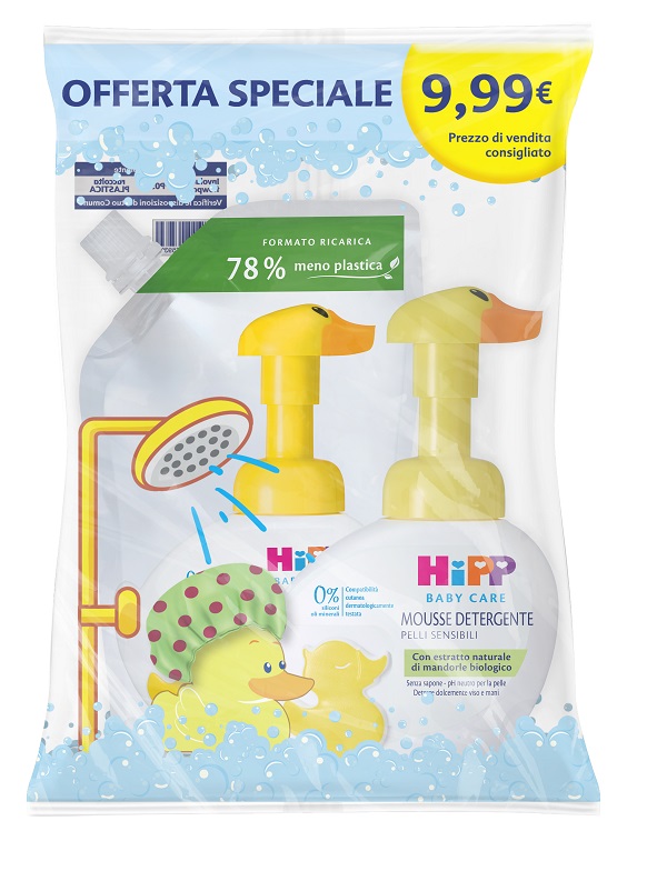 Hipp Special Pack Paperella Mousse Detergente 250 ml + Paperella Mousse Detergente Ricarica 250 ml