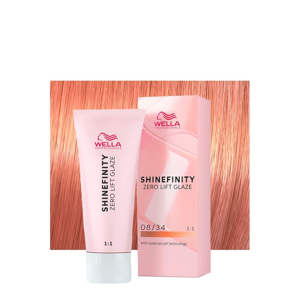 Wella Shinefinity Zenzero piccante 08/34 - Biondo chiaro dorato rame 60ml 10x10x8 cm Lozione per capelli