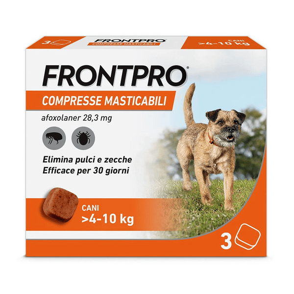 FRONTPRO Contro Pulci E Zecche 28,3 Mg Per Cani 4-10Kg 3 Compresse Masticabili