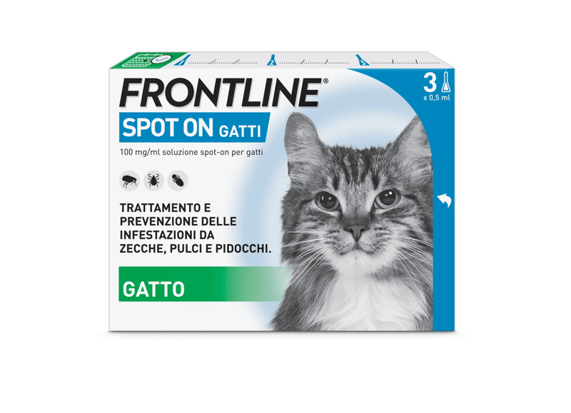 Frontline Spot On Gatti x3 Pipette Antiparassitario per Gatti Contro Zecche Pulci e Pidocchi