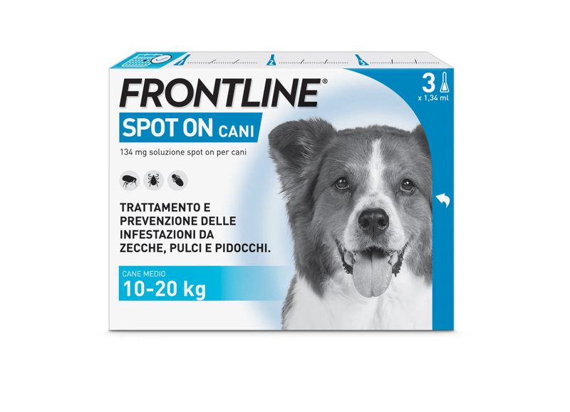 Frontline Spot On Cani x3 Pipette Antiparassitario Per Cani (10-20 Kg) Contro Pulci Zecche e Pidocchi
