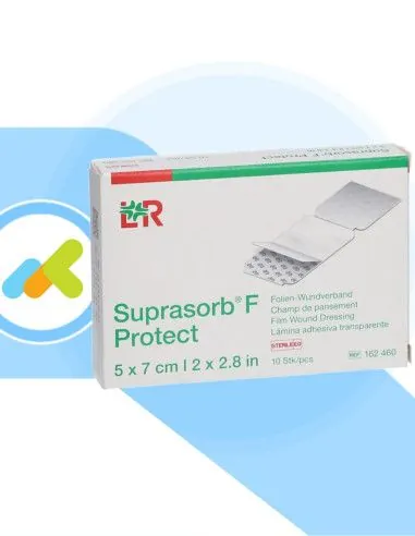 Lohmann & Rauscher - Suprasorb F Protect 5x7 | Medicazione In Film Sterile | Per Ferite Acute E Croniche | 10 Pezzi Cf