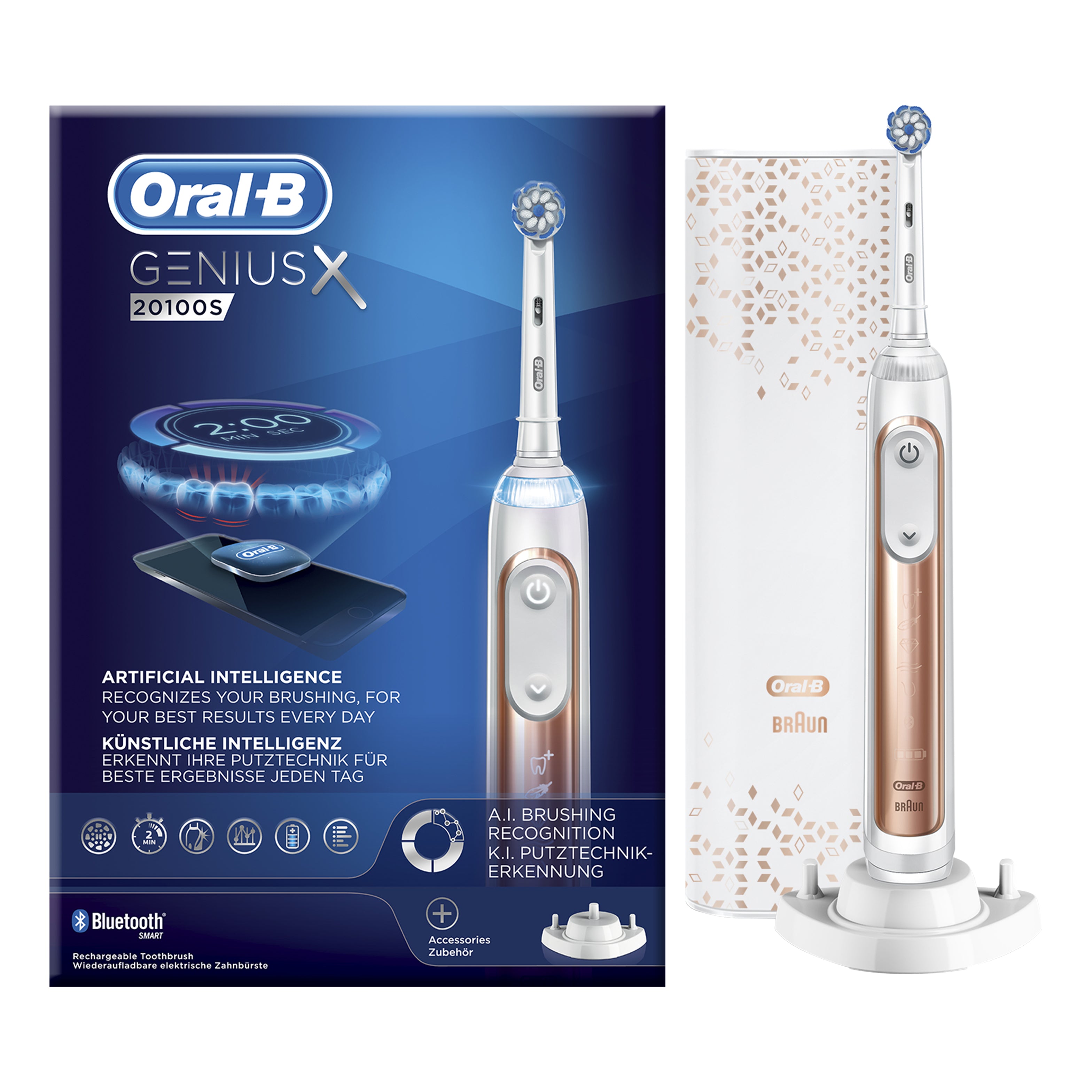 Oral-B Genius X 20100S Rose Gold | Spazzolino Elettrico Ricaricabile Intelligenza Artificiale | 1 Pezzo + 2 Testine + Custodia USB — confronto prezzi