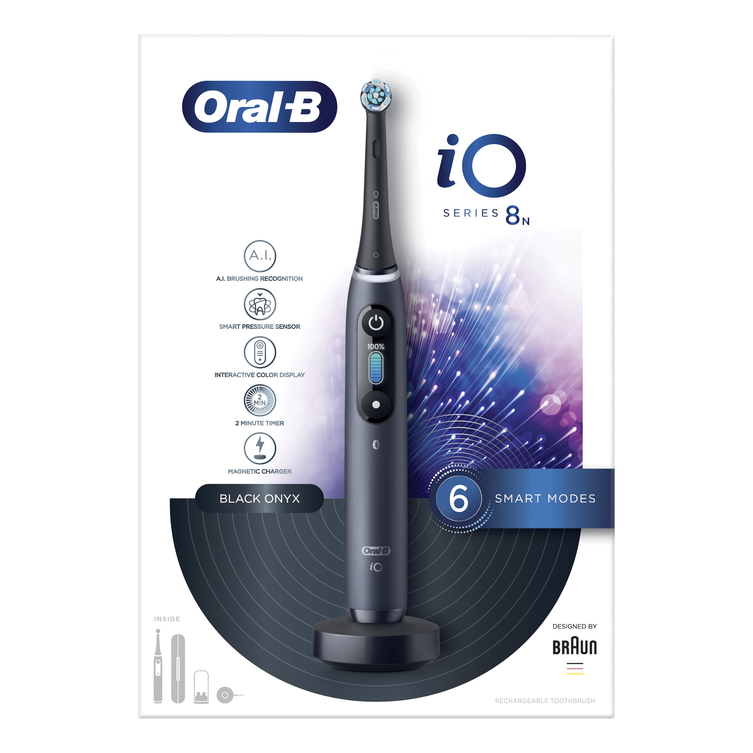 Oral-B iO Serie 8 Black | Spazzolino Elettrico Display a Colori | 6 Modalità + Custodia Premium