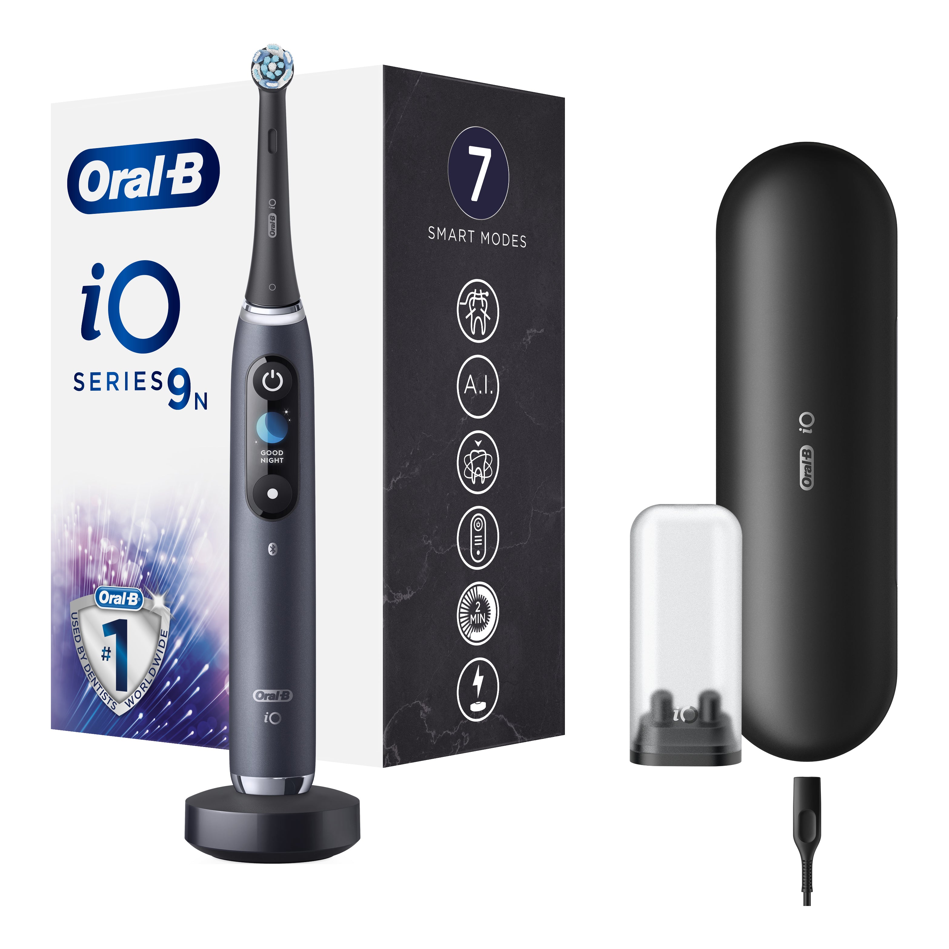 Oral-B iO Serie 9 Black | Spazzolino Elettrico Monitoraggio 3D | 7 Modalità + Custodia-Caricatore Viaggio