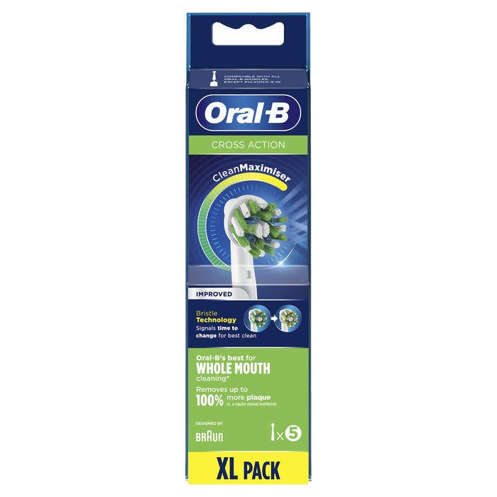 Oral-B Cross Action Testine Di Ricambio Con Tecnologia Clean Maximiser 5 Pezzi
