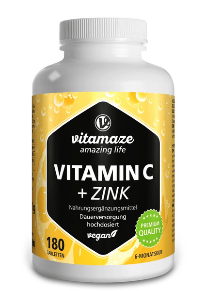 Vitamaze Vitamina C 1000 mg Ad Alto Dosaggio + Zinco Integratore Vegano 180 Compresse — confronto prezzi
