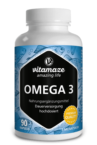 Vitamaze Omega 3 1000 mg Integratore ad Alto Dosaggio 90 Capsule