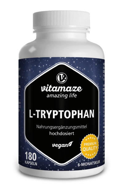 Vitamaze L-Triptofano 500 mg ad Alto Dosaggio Integratore Vegano 180 Capsule