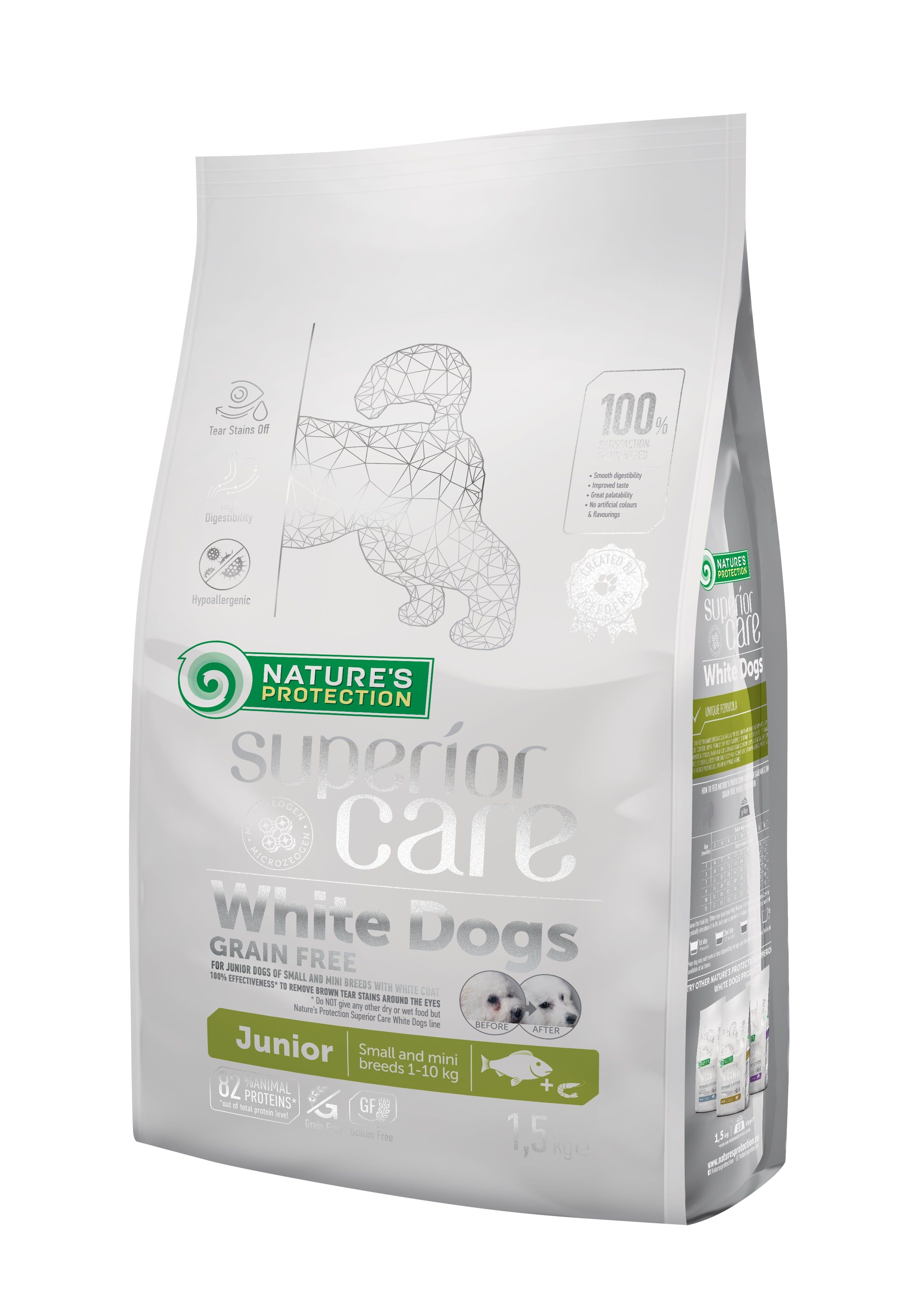 Nature's Protection white dog gf fish junior small breed 1,5 kg