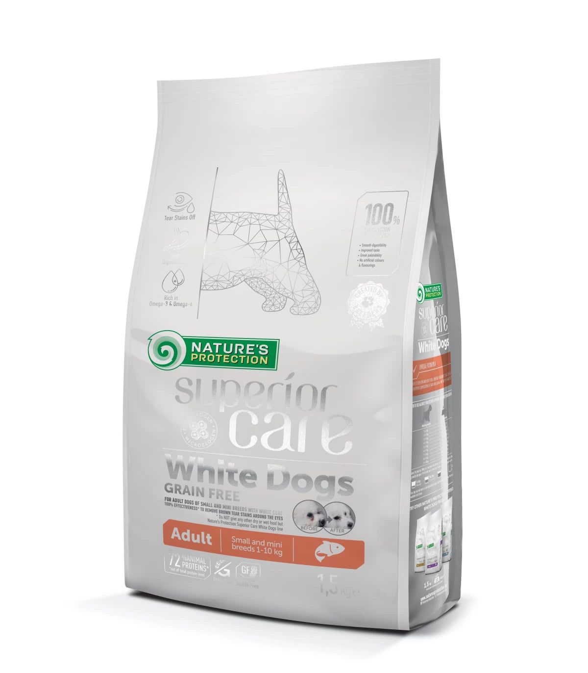 Nature's Protection white dog gf salmon adult small breed 1,5 kg