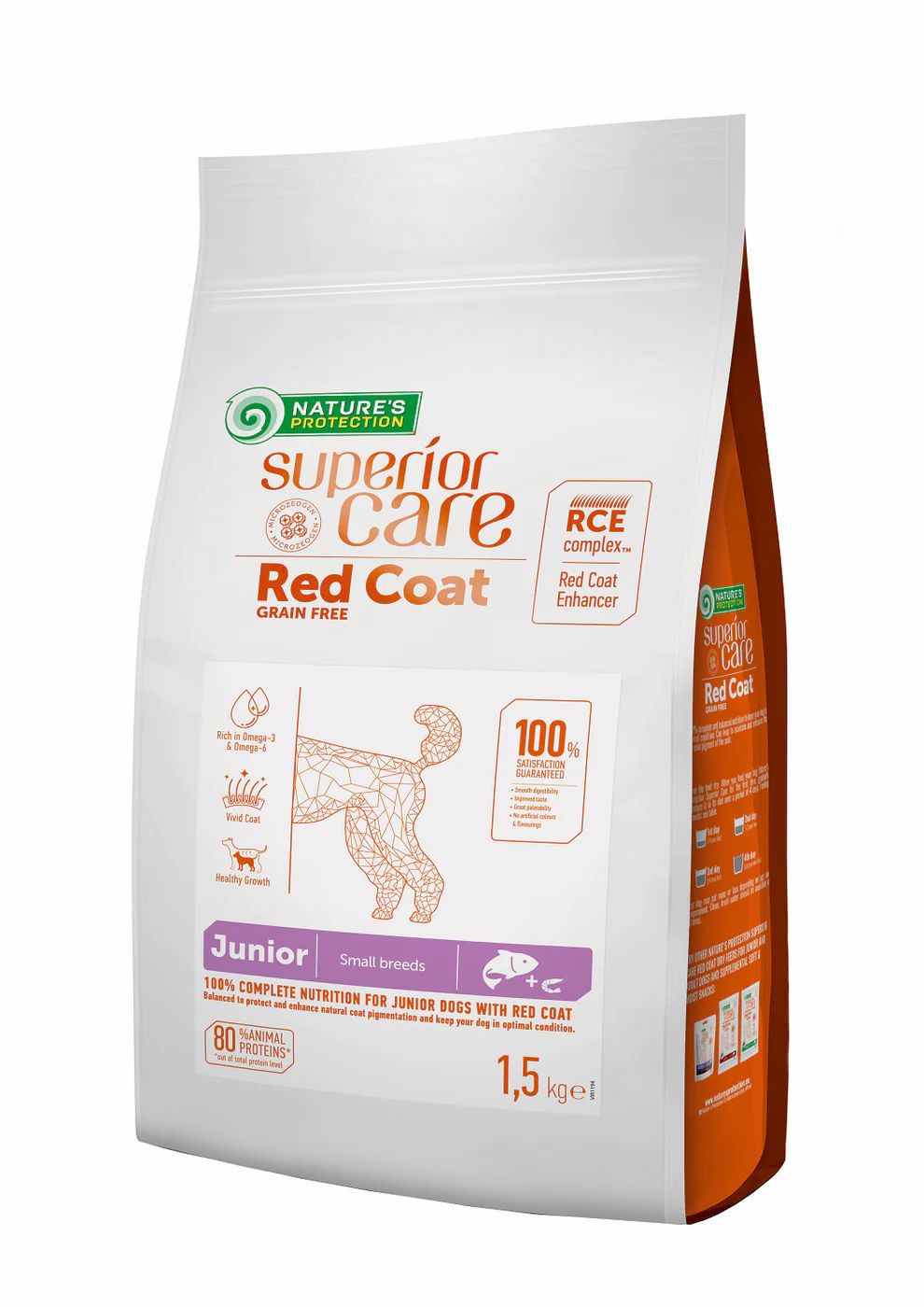 Nature's protection superior care dog red coat grain free salmon junior small breed 1,5 kg