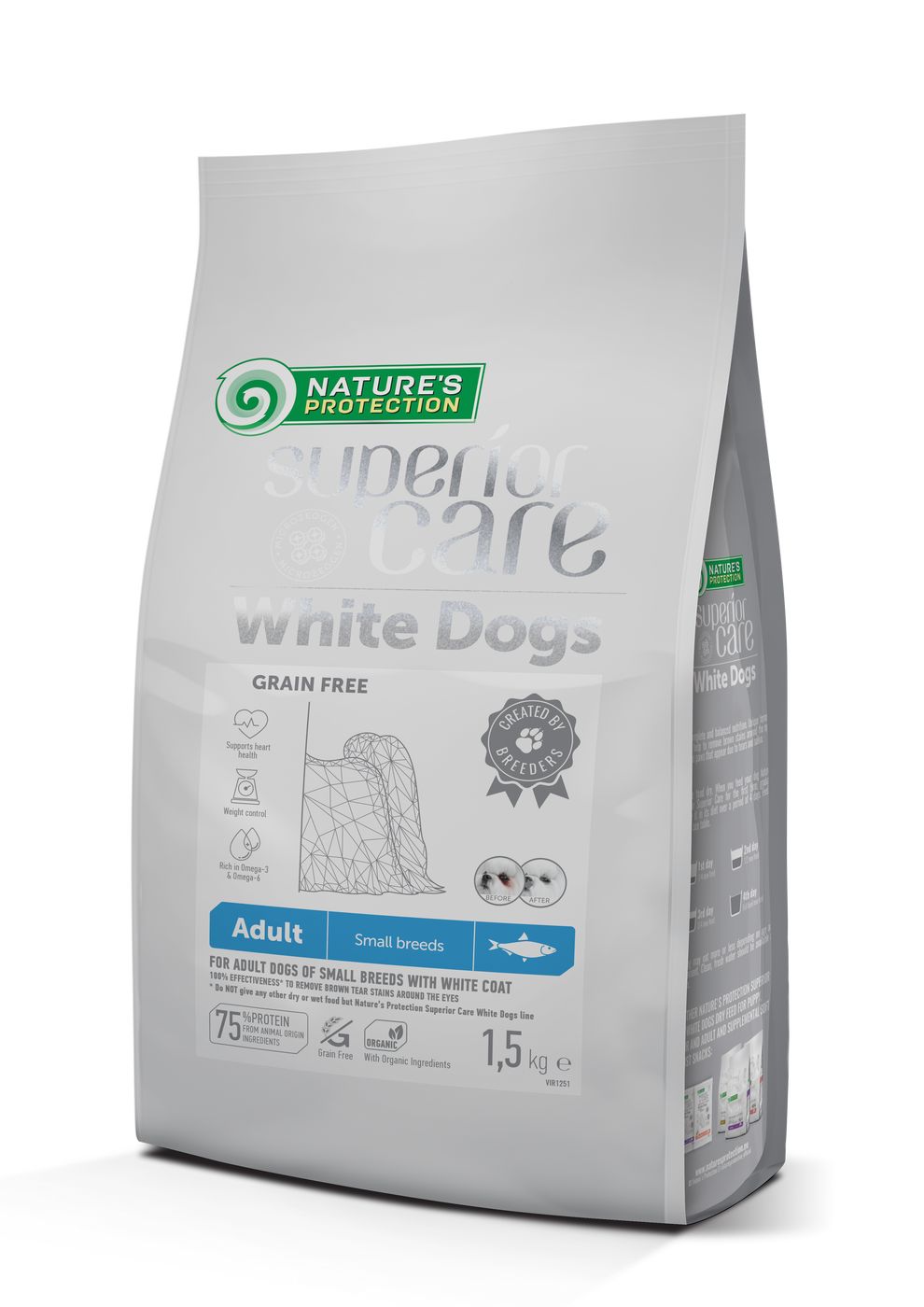 Nature's protection superior care dog white grain free herring adult small breed 1,5 kg