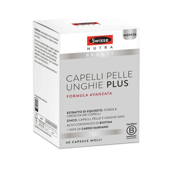 Swisse Capelli Pelle Unghie Plus Integratore Con Zinco e Biotina 60 Capsule Molli