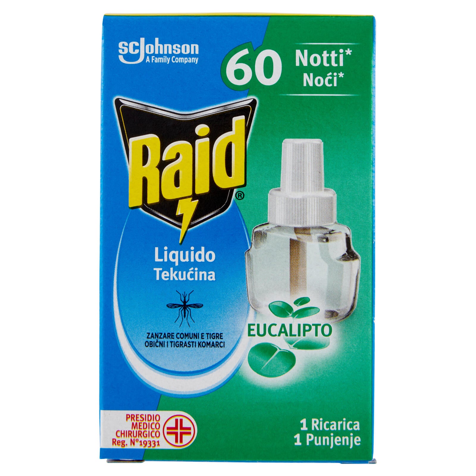 Raid Liquido Elettrico Antizanzare Eucalipto Ricarica 60 Notti 36ml — confronto prezzi