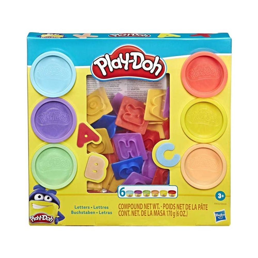 Hasbro Play-doh Forme Divertenti Lettere Plastilina Colori Assortiti 6 Vasetti