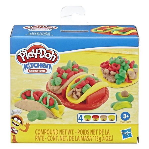 Hasbro Play-doh Kitchen Creations Foodie Favorities Taco Time Playset Con Plastilina Colori Assortiti 4 Vasetti