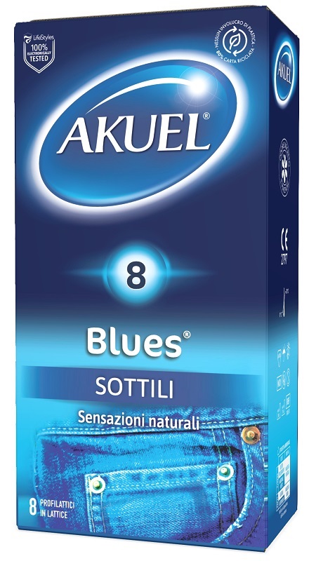 Akuel Blues Profilattico in Lattice, 6 preservativi