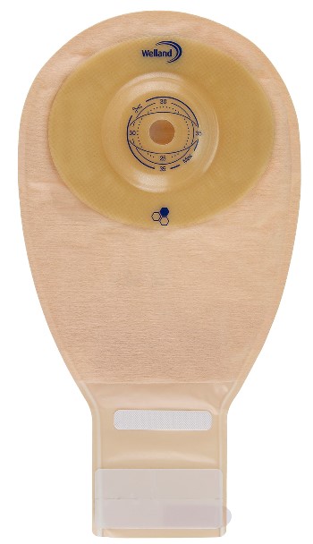 Sacca per ileostomia trasparente ritagliabile welland aurum profile ileo midi diametro 13-48 mm inizio convessita' 48 mm 10 pezzi