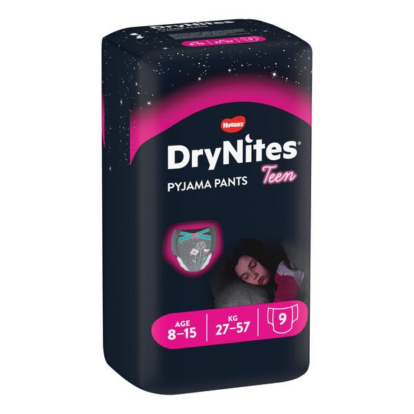 Huggies drynites 8/15 anni girl l 27/57kg pacco singolo 9 pezzi