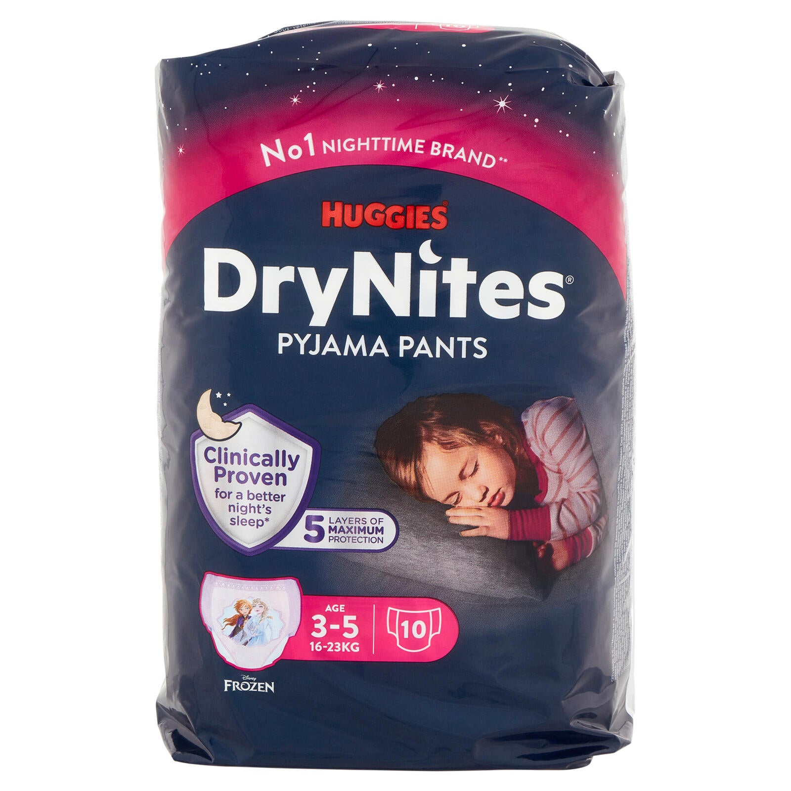 Huggies Drynites Pyjama Pants Disney Frozen 3-5 Anni 16-23 Kg 10 Pezzi