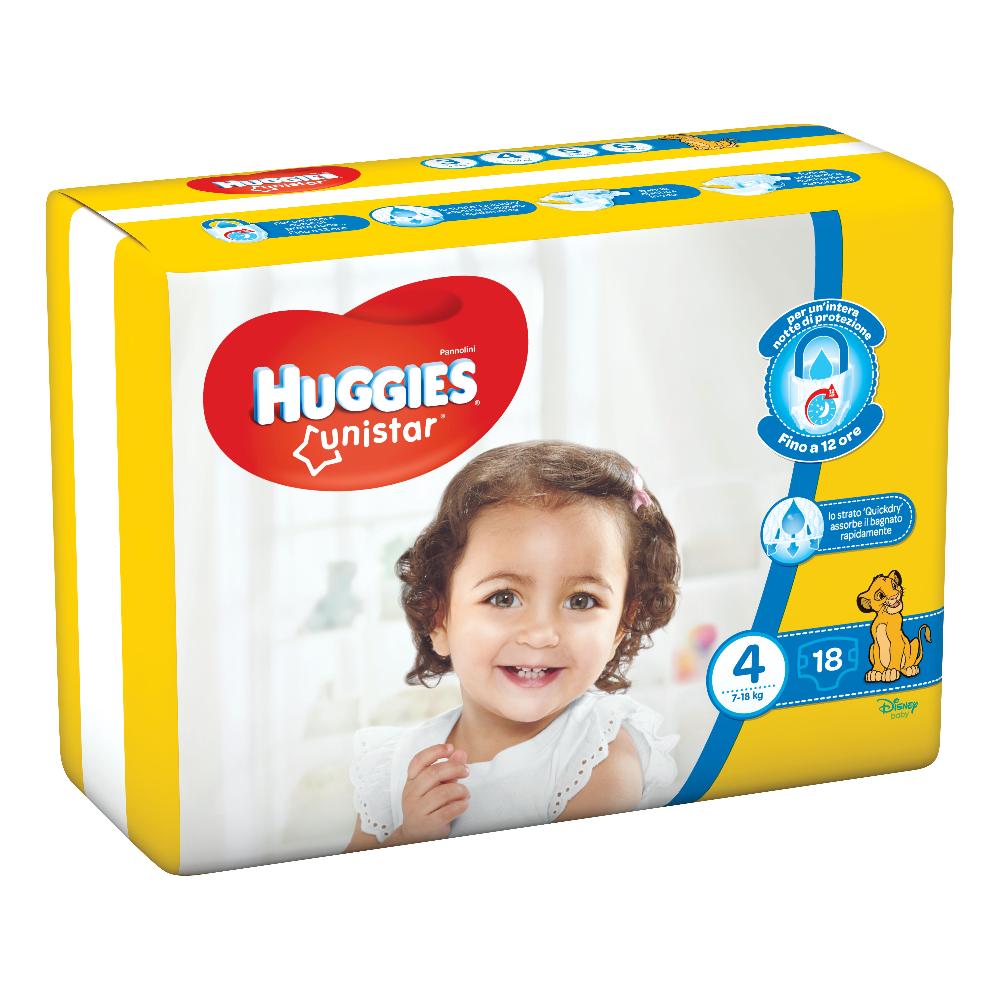 Pannolino huggies unistar maxi 4 7/18 kg 18 pezzi — confronto prezzi