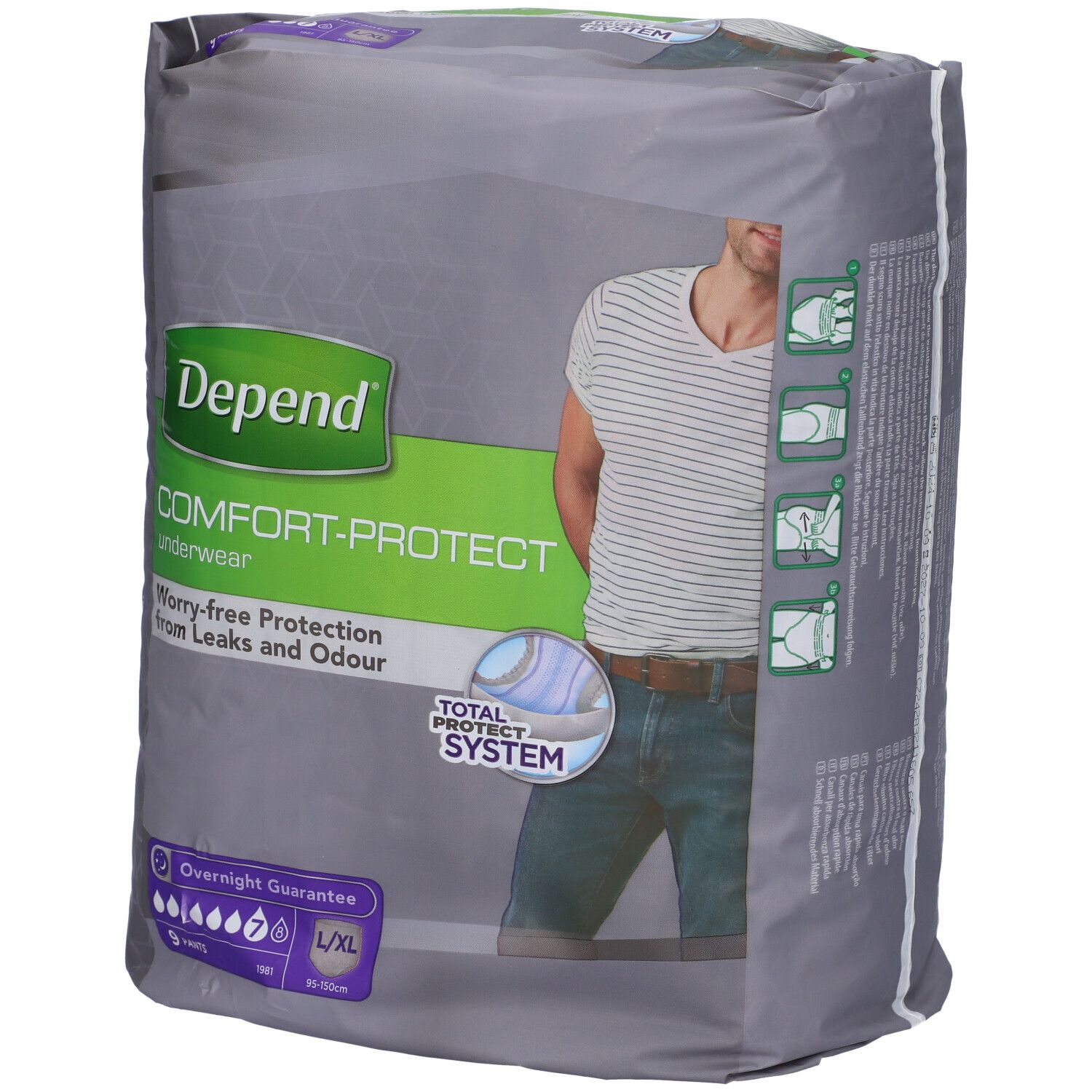 Depend Confort-Protectect Underwear. 9 pz Assorbenti