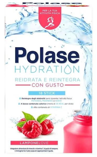 Polase Hydration Integratore Alimentare Magnesio e Potassio Sali Minerali Vitamina C Lampone 12 Stick