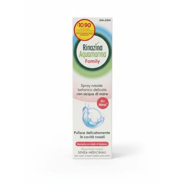 Rinazina Aquamarina Family 100 ml PROMO Spray Nasale Isotonico Delicato per Neonati e Adulti