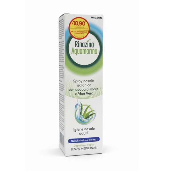 Rinazina Aquamarina Spray Nasale Isotonico Intenso PROMO 100ml Acqua di Mare e Aloe Vera