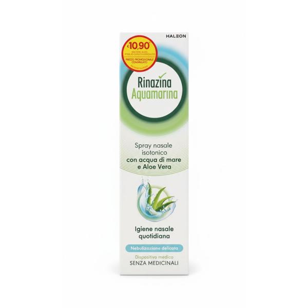 Rinazina Aquamarina 100 ml Spray Nasale Isotonico PROMO per Igiene Delicata Con Aloe Vera