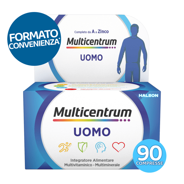 Multicentrum Uomo Integratore Multivitaminico Completo per Uomini fino ai 50anni Formato Convenienza 90 Compresse