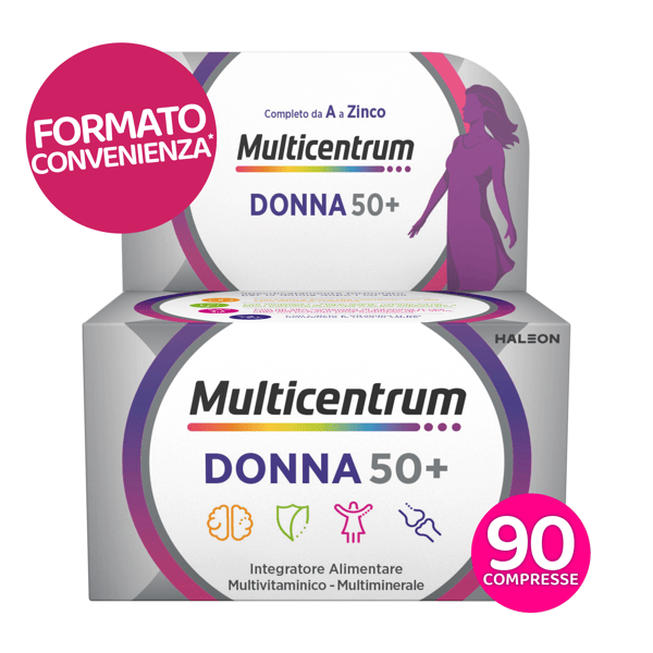 Multicentrum Donna 50+ Integratore Multivitaminico Completo Per Donne oltre 50 anni, Formato Convenienza 90 Compresse — confronto prezzi