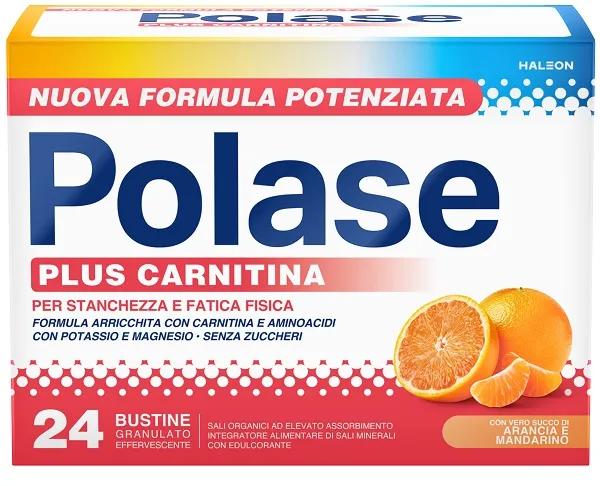 Polase Plus Carnitina 24 Bustine Supporto Energia per Stanchezza e Fatica Fisica Gusto Arancia e Mandarino
