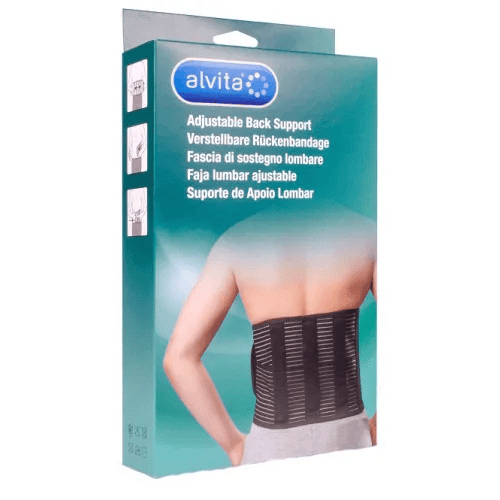 Alvita Fascia di Sostegno Lombare Regolabile Colore Nero Taglia 1 80-100 cm 1 Pezzo
