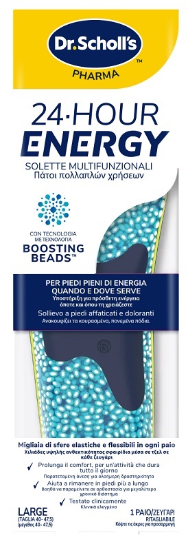 Dr Scholl's 24 Hour Energy Solette Multifunzionali Taglia L 1 Paio