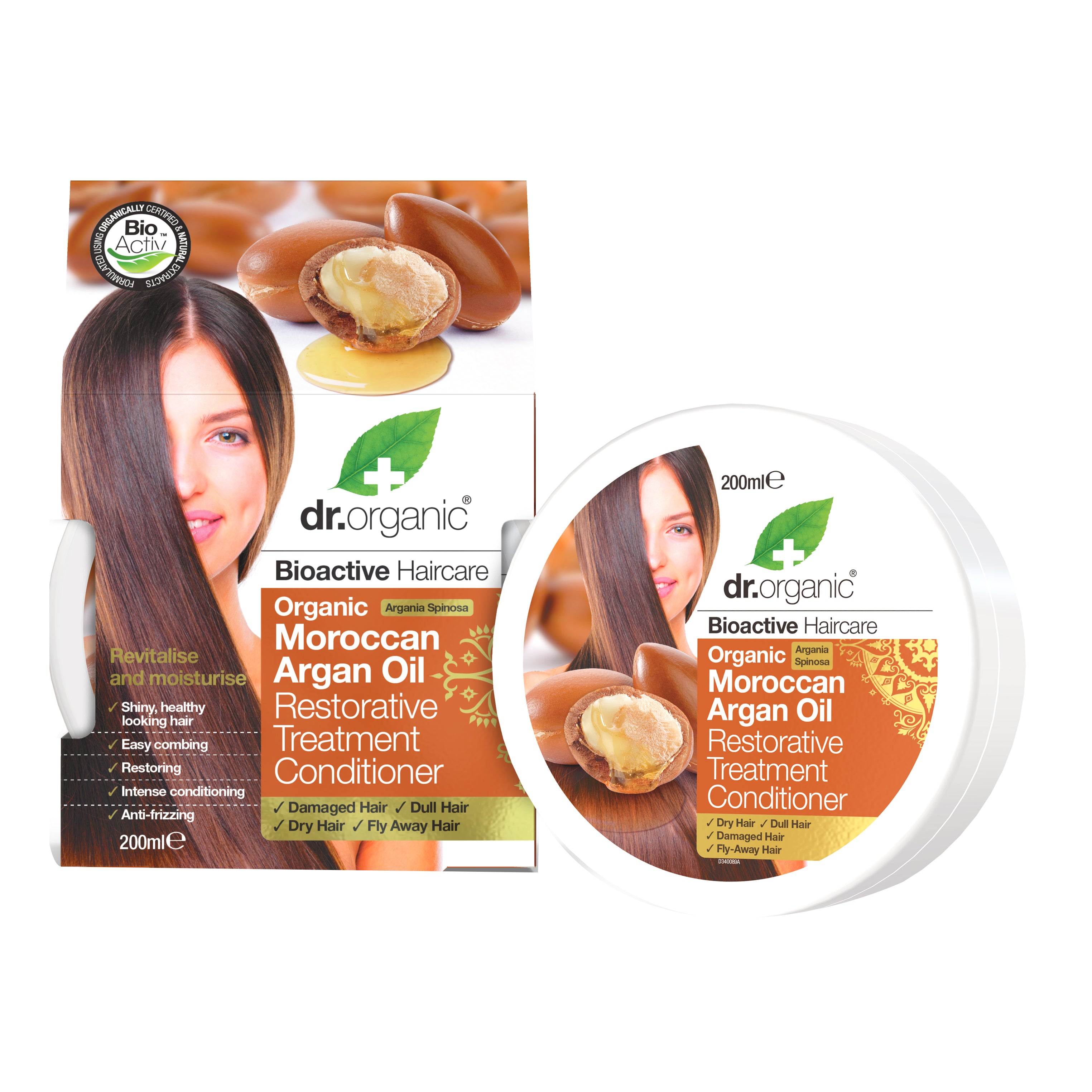 Dr. Organic Moroccan Argan | Maschera Capelli Ristrutturante Olio Argan | 200 ml