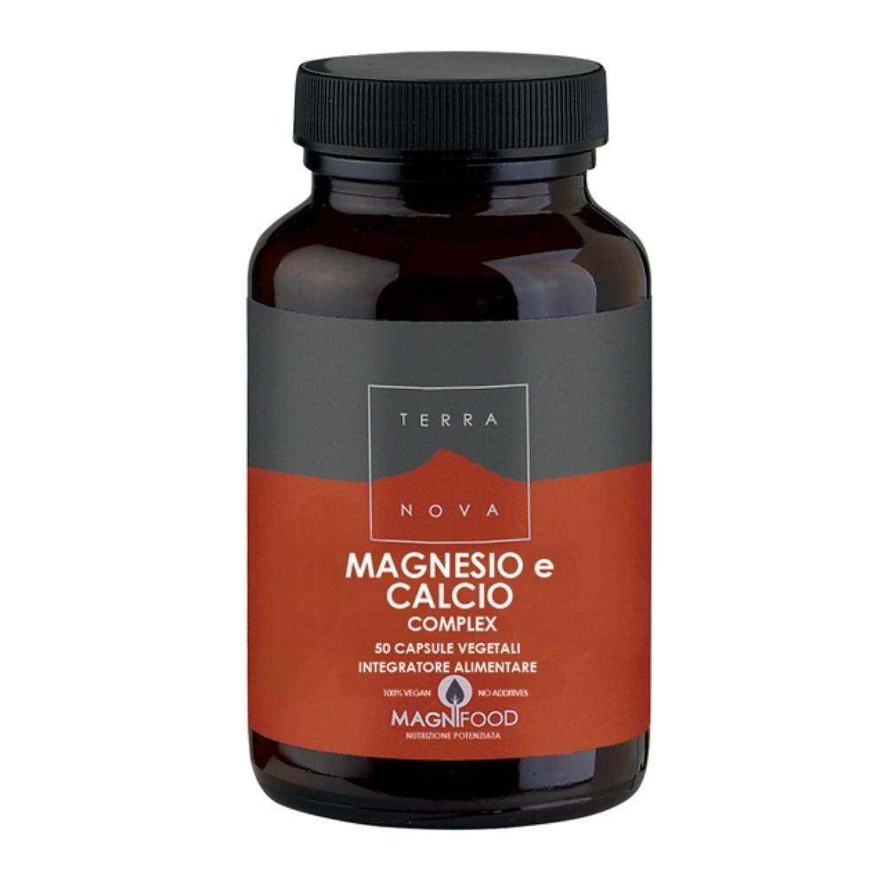 Complesso di Magnesio e Calcio - Terranova - 50 capsule vegetali - Integratore alimentare utile per la riduzione della stanchezza e per il benessere delle ossa e denti