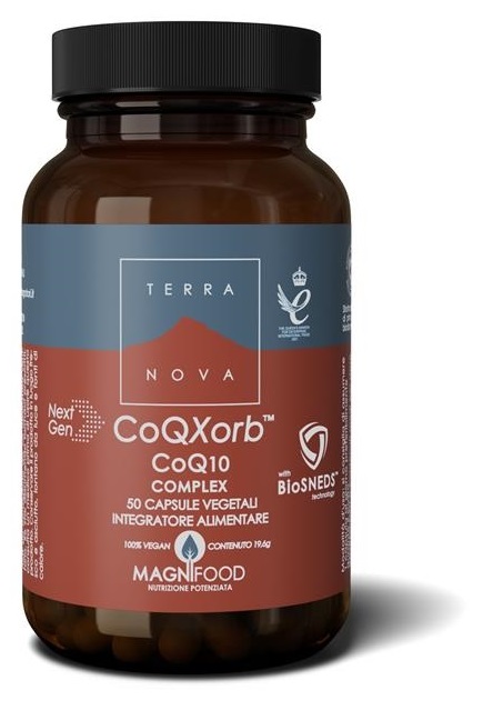 Terranova CoQXorb CoQ10 Complex - Integratore antiossidante e defaticante, 50 capsule vegetali