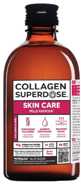 Collagen Superdose Skin Care 300 ml Integratore per il Benessere della Pelle Gusto Pesca
