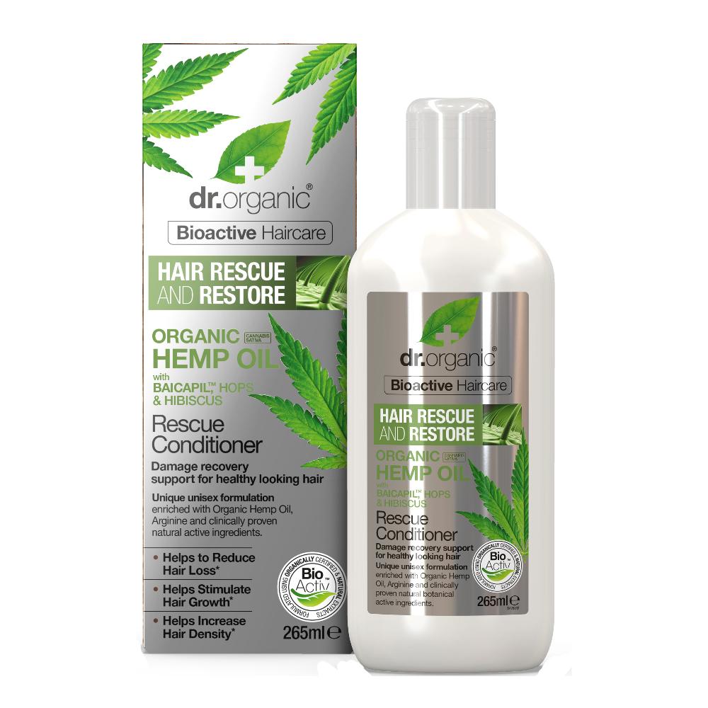 Dr. Organic Rescue Conditioner Balsamo Capelli Nutriente Olio di Canapa, 265 ml