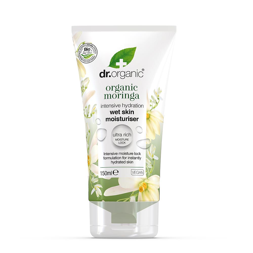 Dr. Organic Moringa - Wet Skin Moisturiser Crema Corpo sotto la Doccia, 150ml